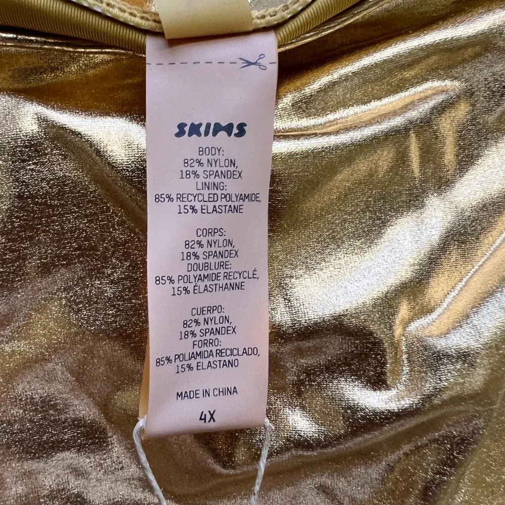 SKIMS Metallic Swim Dipped Front Bikini Bottom Gold SW-BKN-0032 Plus Size 4X NEW